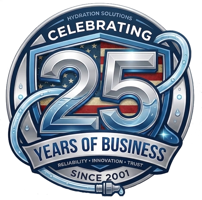 GearHandle hydration solutions badge celebrating 25 years of business since 2001.